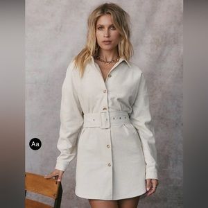 12Th Tribe Roslyn Beige Corduroy Shacket Dress
